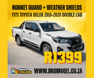 Toyota Hilux Bonnet Guard + Weather Shields (2016–2020 Double Cab)