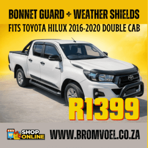 Toyota Hilux Bonnet Guard + Weather Shields (2016–2020 Double Cab)